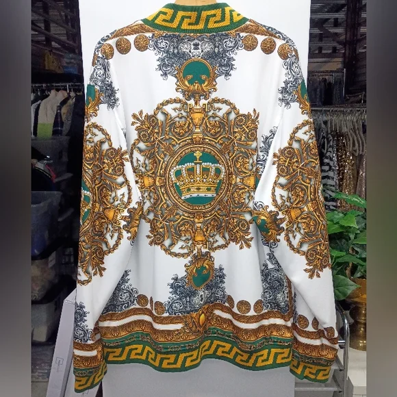 Green and Gold Casual Button Down Shirt - Picture 3 of 5